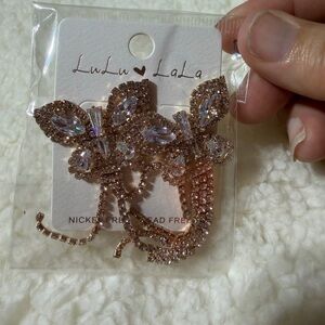 LuLu LaLa Rose Gold Crystal Butterfly Statement Earrings